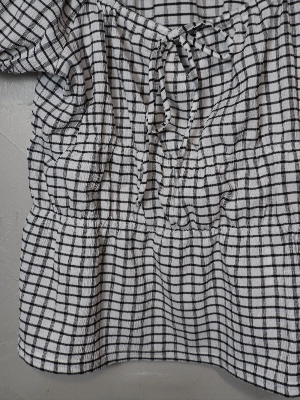 Madewell #NJ808 Omaha Black & White Gingham Puff Sleeve Bouse Medium